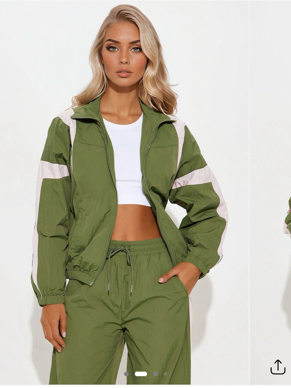 Fashion Nova Olive & Pale Pink Track Suit - Picture 9 of 10